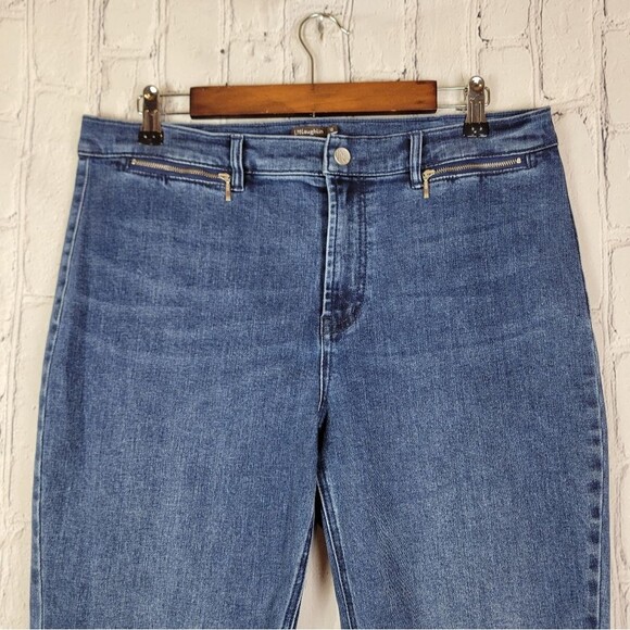 J. McLaughlin Yara Medium Indigo Blue Straight Tapered Leg Jeans - Picture 6 of 9